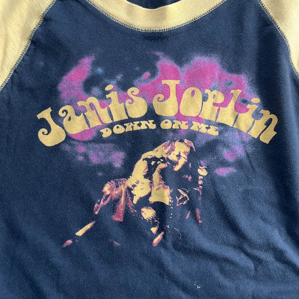 Vintage ringer 3/4 sleeve tee Janis Joplin graphic size small